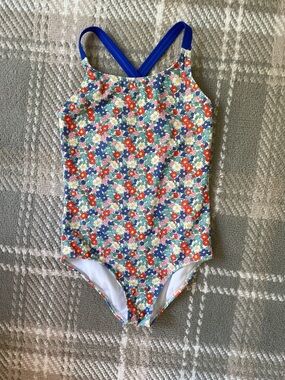 Mini Boden floral girls one piece swimsuit 8-9 years